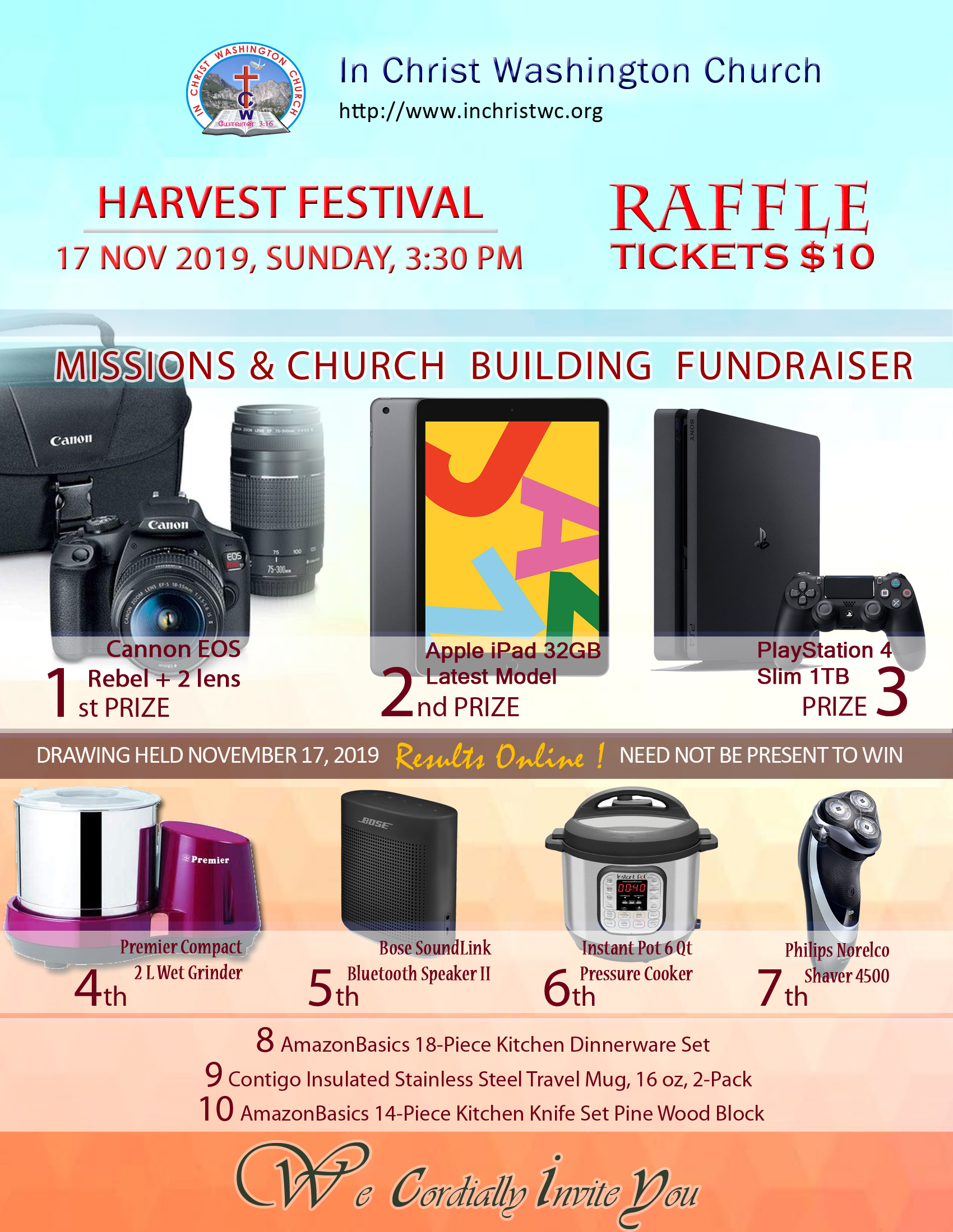 Thanksgiving and Harvest Festival Raffle Flyer