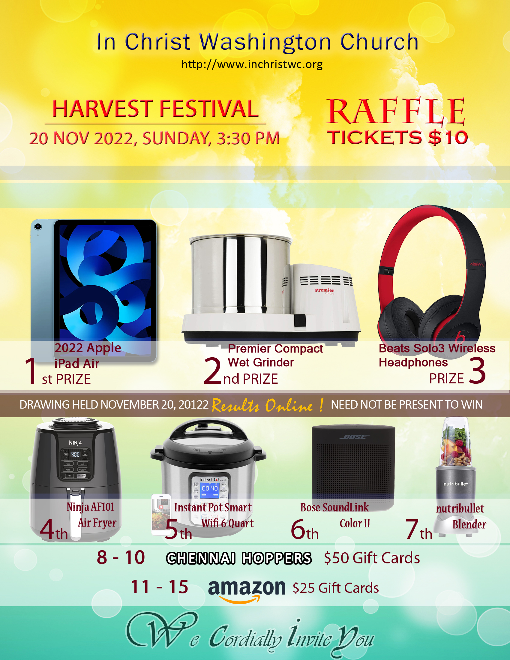 Thanksgiving and Harvest Festival Raffle Flyer