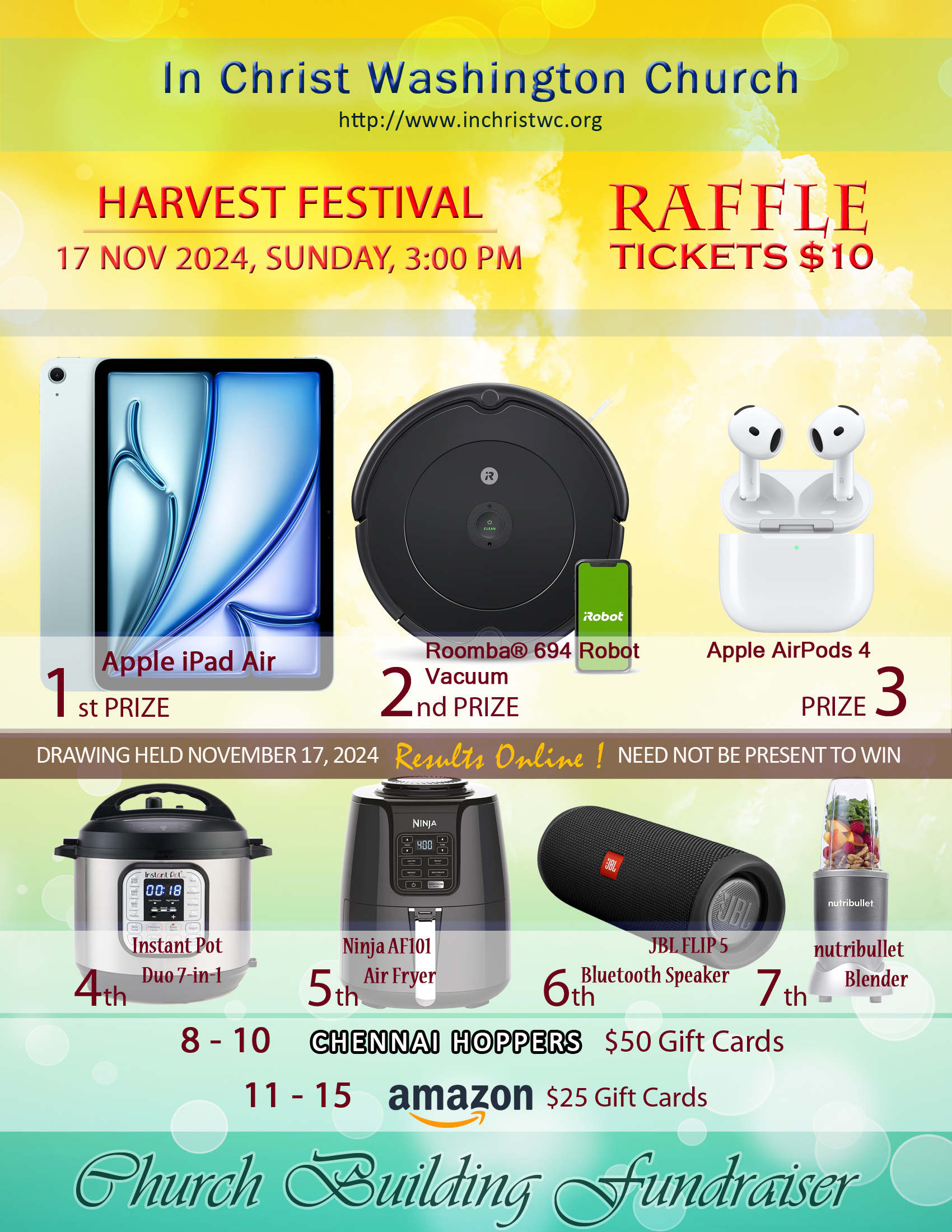Thanksgiving and Harvest Festival Raffle Flyer